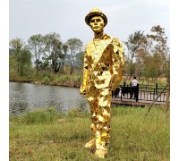 Golden mirror man costume for show